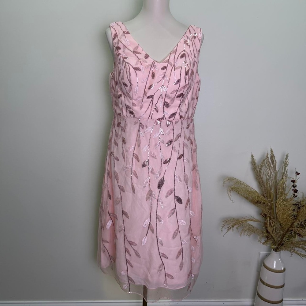 Blush Pink Sequin Vine Lace-Back Cocktail Dress Size M